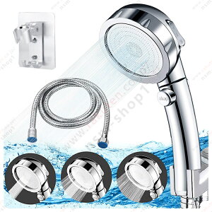 シャワーヘッド 3段階モード水量調整 ワンボタン止水 手元一押止水 極細水流節水 シャワー ホース付き パッキン付き 極細水流 手元止水 低水圧増圧 軽量 節水 バスグッズ バス用品 取り付け