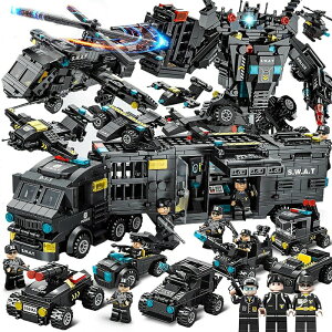 【SWAT9体プレゼント】レゴブロック 互換品 LEGO ミニフィグ SWAT 800+PCS 51変 ロボコップ 装甲車 戦闘機 スワットチーム プレゼント 組み立て 説明書付き 誕プレ ミニフィギュア