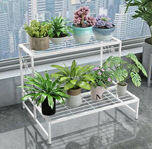 フラワーラック フラワースタンド 2段 幅(80cm)奥行き(44cm)高さ(44cm) 金属製 多肉植物 棚 花台 園芸ラック ガーデン 植物小屋 植木鉢スタンド 鉢植え 盆栽棚 園芸 花棚 ベランダ/屋外/屋