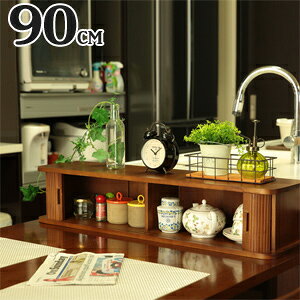 \ページ限定・マジッククロス付/ ジャバラ扉式カウンター上収納 幅90cm KTX-90 【送料無料】 [カウンター上収納棚 キッチン上収納棚 カウンター上収納ラック 上置き収納ラック キッチン小