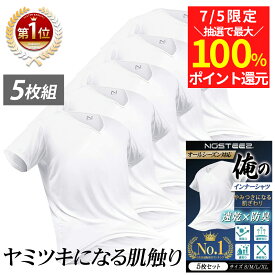 【7/20(日)限定！当選確率1/2最大100%Pバック】【楽天3冠達成】 やみつきになる肌触り 俺のインナーシャツ 無地 白 5枚組 メンズ 肌着 半袖 vネック 抗菌 防臭 速乾 tシャツ シャツ インナー