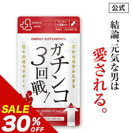 ＼20%OFFクーポンあり／【30%OFF】【公式正規品】ガチンコ3回戦 メンズ 男性 活力 元気 自信増大 サプリ サプリメント 亜鉛 マカ シトルリン アルギニン クラチャイダム 高麗人参 トンカットアリ 栄養機能食品 安心 おすすめ 1袋 40粒 約20日分