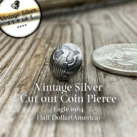 n.t.c/ntc/エヌティーシー/シルバーカットアウトコインピアス Half Dollar -Eagle- 1964/銀貨