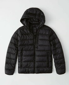 Abercrombie＆Fitch (アバクロンビー＆フィッチ) 取り外し可能フード パッカブルパファージャケット (Lightweight Packable Puffer) メンズ（長袖）(Black) 新品