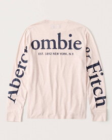 【5/23 14時~簡単!!エントリーで必ずP13倍】 Abercrombie＆Fitch (アバクロンビー＆フィッチ) 正規品 バックプリント 長袖Tシャツ (ロンT) (Exploded Logo Tee) メンズ (Light Pink) 新品