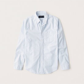 Abercrombie＆Fitch (アバクロンビー＆フィッチ) ムース刺繍 オックスフォードシャツ（長袖）(Icon Oxford Shirt) メンズ (Blue) 新品