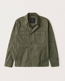 【5/17 13時~エントリーでP20倍】 Abercrombie＆Fitch (アバクロンビー＆フィッチ) 正規品 ミリタリーストレッチ ユーティリティー シャツジャケット(Military utility Shirt Jacket) メンズ (Olive Green) 新品