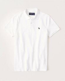 【6月中はエントリーで必ずP10倍!!】 Abercrombie＆Fitch (アバクロンビー＆フィッチ) 正規品 クラシック アイコン ストレッチ ポロシャツ (Classic Icon Strech Polo) メンズ (White) 新品