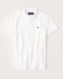 Abercrombie＆Fitch (アバクロンビー＆フィッチ) 正規品 クラシック アイコン ストレッチ ポロシャツ (Classic Icon Strech Polo) メンズ (White) 新品