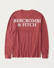 【6月中はエントリーで必ずP10倍!!】 Abercrombie＆Fitch (アバクロンビー＆フィッチ) 正規品 バックプリント 長袖Tシャツ (ロンT) (Long-Sleeve Exploded Back Logo Tee) メンズ (Red) 新品 (softA&F)