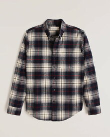 Abercrombie＆Fitch (アバクロンビー＆フィッチ) フランネルチェックシャツ （ネルシャツ）(Flannel Button-Up Shirt) メンズ (Navy Blue Plaid) 新品 (softA&F)