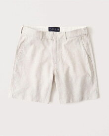 【5月中はエントリーで必ずP10倍!!】 Abercrombie＆Fitch (アバクロンビー＆フィッチ) リネンブレンド ショートパンツ (Linen-Blend Shorts) メンズ (Light Brown) 新品 (7inseam)