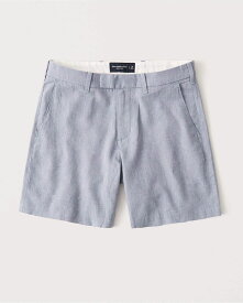 【5月中はエントリーで必ずP10倍!!】 Abercrombie＆Fitch (アバクロンビー＆フィッチ) リネンブレンド ショートパンツ (Linen-Blend Shorts) メンズ (Light Blue) 新品 (7inseam)