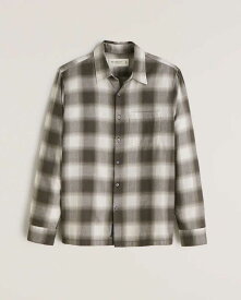 Abercrombie＆Fitch (アバクロンビー＆フィッチ) ライトウェイト フランネルチェックシャツ （ネルシャツ）(Lightweight Flannel) メンズ (Grey Plaid) 新品