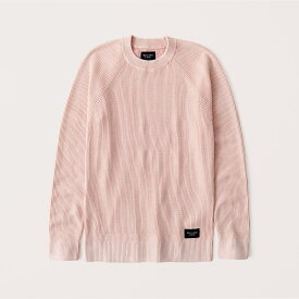 【6月中はエントリーで必ずP10倍!!】 Abercrombie＆Fitch (アバクロンビー＆フィッチ)ラグラン コットン クルーネックセーター (ニット) (Garment Dye Wash Crew Sweater) メンズ (Pink) 新品