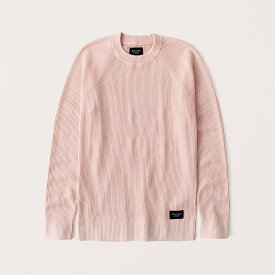 Abercrombie＆Fitch (アバクロンビー＆フィッチ)ラグラン コットン クルーネックセーター (ニット) (Garment Dye Wash Crew Sweater) メンズ (Pink) 新品