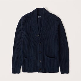 【5/17 13時~エントリーでP20倍】 Abercrombie＆Fitch (アバクロンビー＆フィッチ) ウール混 ショールカラー カーディガン (Shawl Cardigan Sweater) メンズ (Navy Blue) 新品