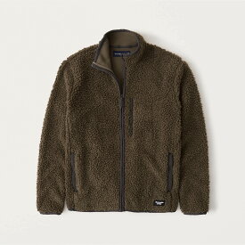 [エントリーでP最大13倍] Abercrombie＆Fitch (アバクロンビー＆フィッチ) フルジップ レトロフリースジャケット (Sherpa Full-Zip Jacket) メンズ (Khaki) 新品