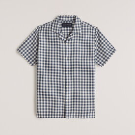 Abercrombie＆Fitch (アバクロンビー＆フィッチ) 半袖 キャンプカラー ボタンアップシャツ (Short-Sleeve Button-Up Shirt) メンズ (Blue Plaid) 新品