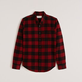 【6月中はエントリーで必ずP10倍!!】 Abercrombie＆Fitch (アバクロンビー＆フィッチ) フランネルチェックシャツ （ネルシャツ）(Flannel Button-Up Shirt) メンズ (Red Plaid) 新品 (softA&F)