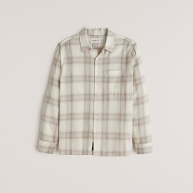 Abercrombie＆Fitch (アバクロンビー＆フィッチ) ライトウェイト フランネルチェックシャツ （ネルシャツ）(Lightweight Flannel) メンズ (Cream Plaid) 新品