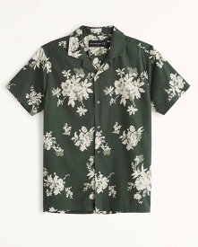 Abercrombie＆Fitch (アバクロンビー＆フィッチ)キャンプカラー 半袖シャツ (Short-Sleeve Camp Collar Button-Up Shirt) メンズ (Green Floral) 新品