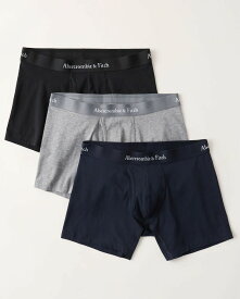 Abercrombie＆Fitch (アバクロンビー＆フィッチ) 3枚セットアンダーウェア（ボクサーブリーフパンツ）(3-Pack Logo Boxer Briefs) メンズ (Black/Grey/Navy Blue) 新品