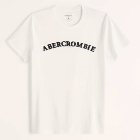 Abercrombie＆Fitch 正規品 (アバクロンビー＆フィッチ) ロゴアップリケ Tシャツ (Short-Sleeve Logo Tee) メンズ (White) 新品