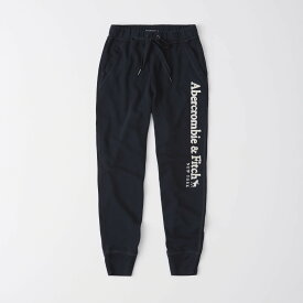 Abercrombie＆Fitch (アバクロンビー＆フィッチ) 正規品 ロゴ アップリケ ジョガーパンツ (Logo Joggers) レディース (Navy Blue) 新品 (softAF)