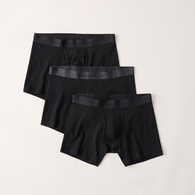 Abercrombie＆Fitch (アバクロンビー＆フィッチ) 3枚セットアンダーウェア（ボクサーブリーフパンツ）(3-Pack Logo Boxer Briefs) メンズ (Black) 新品