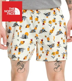 【6月中はエントリーで必ずP10倍!!】 The North Face (ザ・ノースフェイス)クラス V プルオン プリントショーツ(Class V Pull-On Shorts)メンズ (Vintage White Valley Sun Print) 新品 (7inch) EU/USAモデル