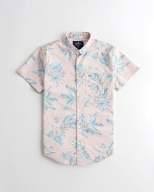 HOLLISTER Co. (ホリスター) ストレッチポプリン スリムフィットシャツ(Stretch Poplin Slim Fit Shirt) メンズ (Light Coral Floral) 新品