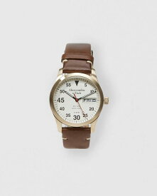 【5/17 13時~エントリーでP20倍】 Abercrombie＆Fitch (アバクロンビー＆フィッチ) レザー ストラップ ウォッチ 時計(Leather Strap Watch) メンズ (White) 新品