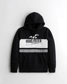 HOLLISTER Co. (ホリスター) ロゴグラフィック プルオーバー パーカー (Logo Graphic Hoodie) メンズ (Black) 新品
