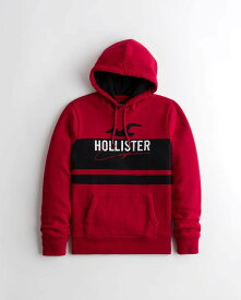 HOLLISTER Co. (ホリスター) ロゴグラフィック プルオーバー パーカー (Logo Graphic Hoodie) メンズ (Red) 新品