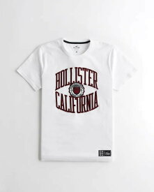 HOLLISTER Co. (ホリスター) ロゴ アップリケTシャツ(Embroidered Logo Graphic Tee) メンズ (White) 新品