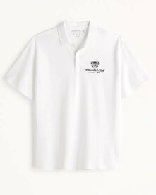 【5/23 14時~簡単!!エントリーで必ずP13倍】 Abercrombie＆Fitch (アバクロンビー＆フィッチ) 正規品 オーバーサイズ ポロシャツ (Oversized Logo Don't Sweat It Polo) メンズ (White) 新品