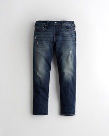 HOLLISTER Co. (ホリスター) クロップ リラックス ストレッチ テーパードジーンズ （Tapered jeans）メンズ (ripped dark wash) 新品