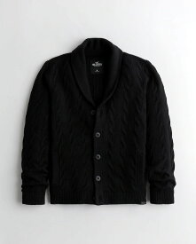 [4/16 全商品ポイント10倍］HOLLISTER Co. (ホリスター) ケーブルニットカーディガン (Cable Knit Cardigan) メンズ (Black) 新品