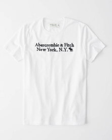 Abercrombie＆Fitch 正規品 (アバクロンビー＆フィッチ) ロゴグラフィック Tシャツ (半袖) (Short-Sleeve Logo Tee) メンズ (White) 新品 (softAF)