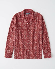 Abercrombie＆Fitch (アバクロンビー＆フィッチ) リゾート ボタンダウンシャツ（長袖）(Resort Collar RSVP Button-Up Shirt) メンズ (Red Print) 新品