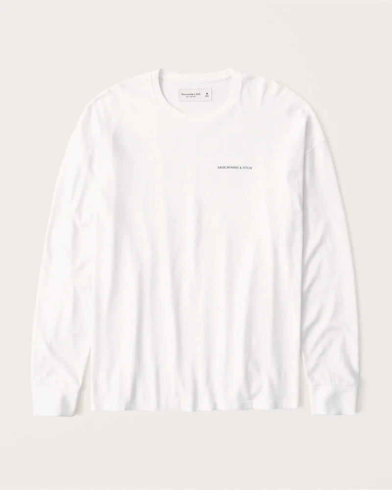 Abercrombie＆Fitch (アバクロンビー＆フィッチ) 正規品 バックプリント 長袖Tシャツ (ロンT) (Long-Sleeve Logo  Tee) メンズ (White) 新品 (softA&F) | ＴＡＧ-楽天市場店