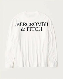 【5/17 13時~エントリーでP20倍】 Abercrombie＆Fitch (アバクロンビー＆フィッチ) 正規品 バックプリント 長袖Tシャツ (ロンT) (Long-Sleeve Logo Tee) メンズ (White) 新品 (softA&F)