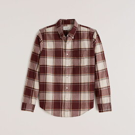 Abercrombie＆Fitch (アバクロンビー＆フィッチ) フランネルチェックシャツ （ネルシャツ）(Flannel Button-Up Shirt) メンズ (Burgundy Plaid) 新品 (softA&F)