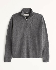 【6月中はエントリーで必ずP10倍!!】 Abercrombie＆Fitch (アバクロンビー＆フィッチ) オーバーサイズ クォータージップ セーター (ニット) (Oversized Quarter-Zip Sweater) メンズ (Grey) 新品