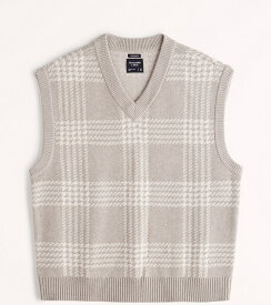 Abercrombie＆Fitch (アバクロンビー＆フィッチ) オーバーサイズ Vネックケーブルニット セーターベスト (Oversized V-Neck Sweater Vest) メンズ (Beige) 新品