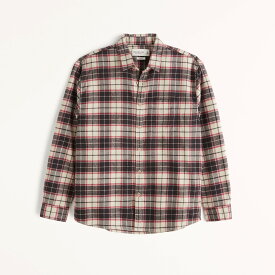 Abercrombie＆Fitch (アバクロンビー＆フィッチ) フランネルチェックシャツ （ネルシャツ）(90s Relaxed Flannel) メンズ (Off-white Plaid) 新品 (softA&F)