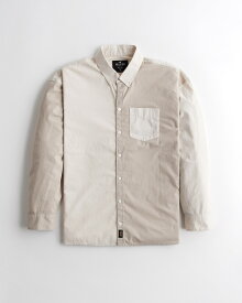 HOLLISTER Co. (ホリスター) オーバーサイズ ポプリンシャツ (Oversized Poplin Shirt) メンズ (Cream And Tan) 新品