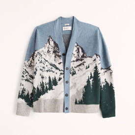 Abercrombie＆Fitch (アバクロンビー＆フィッチ) オーバーサイズ ファジー シーニック カーディガン (Oversized Fuzzy Scenic Cardigan) メンズ (Blue) 新品