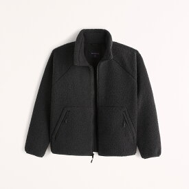 Abercrombie＆Fitch (アバクロンビー＆フィッチ) オーバーサイズ シェルパ モック フルジップジャケット フリースジャケット (Oversized Sherpa Mock Full-Zip Jacket) メンズ (Dark Grey) 新品